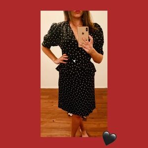 Vintage Peplum Crop Top and Pencil Skirt Set